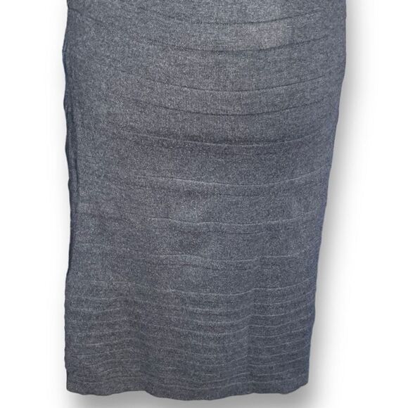 Calvin Klein Women's Gray Scoop Neck Short Sleeve Striped Midi Sweater Dress - Picture 6 of 9